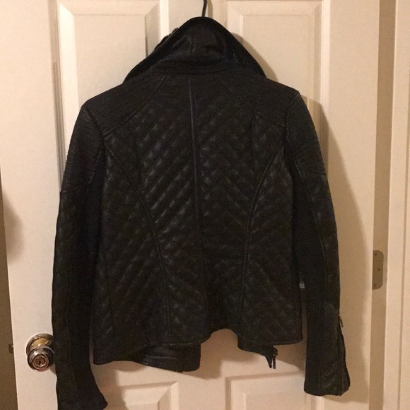 New Bcbg Maxazria fur collar vegan leather jacket - Picture 2 of 5